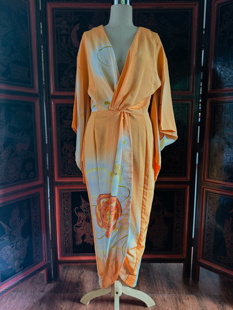 orange kimono dress Walking On Sunshine- Tied Waist Kimono Dress