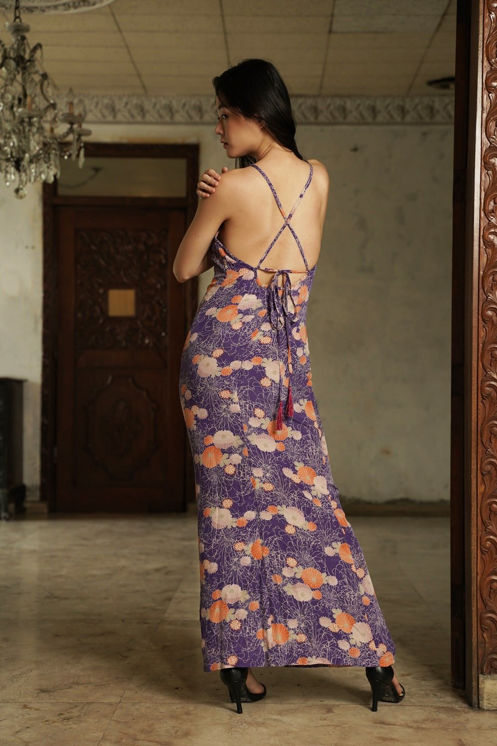 COWL NECK MAXI DRESS - PURPLE DIANTHUS - EDYA 1929