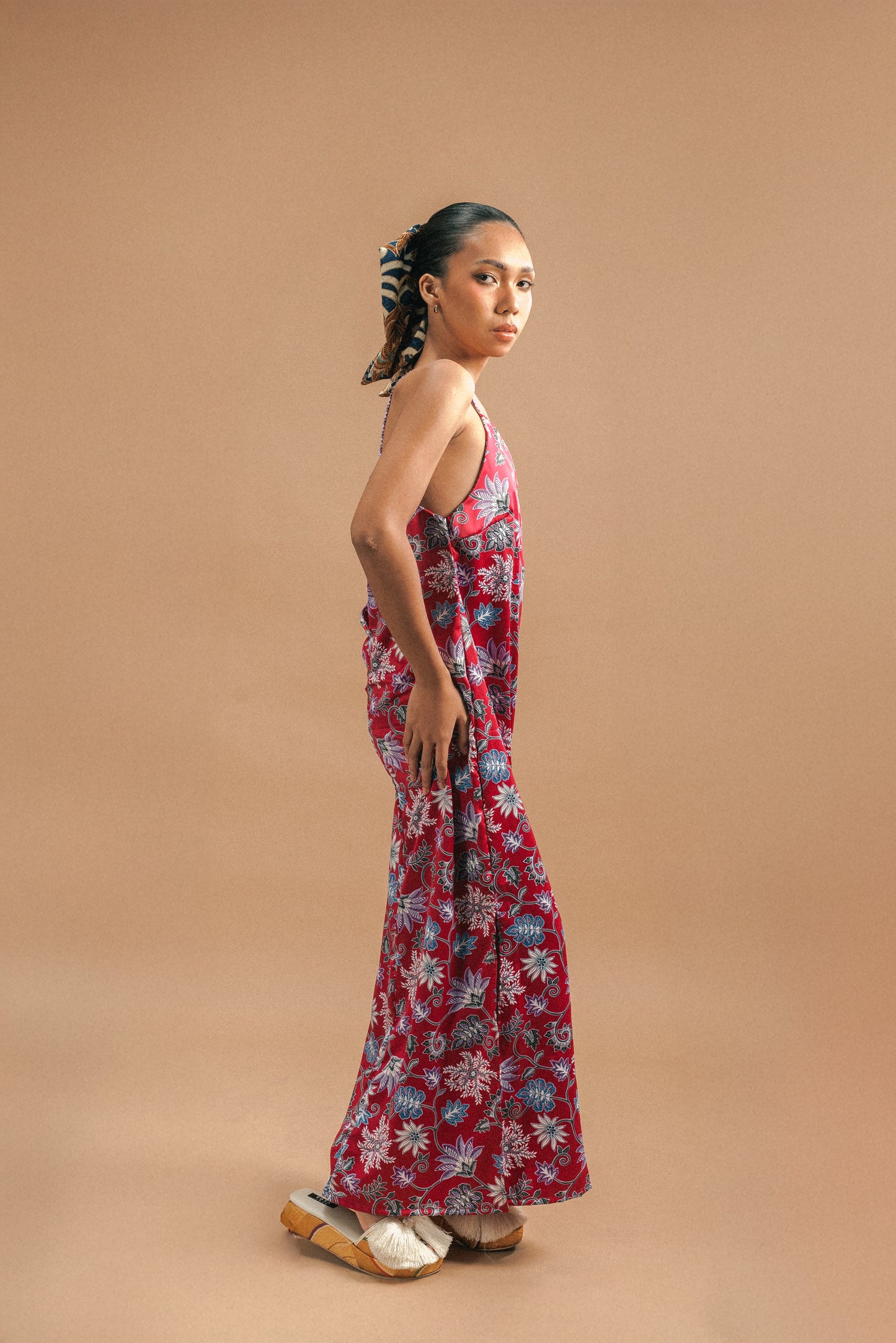 Bali Silk Mix Slip Dress – Red Floral