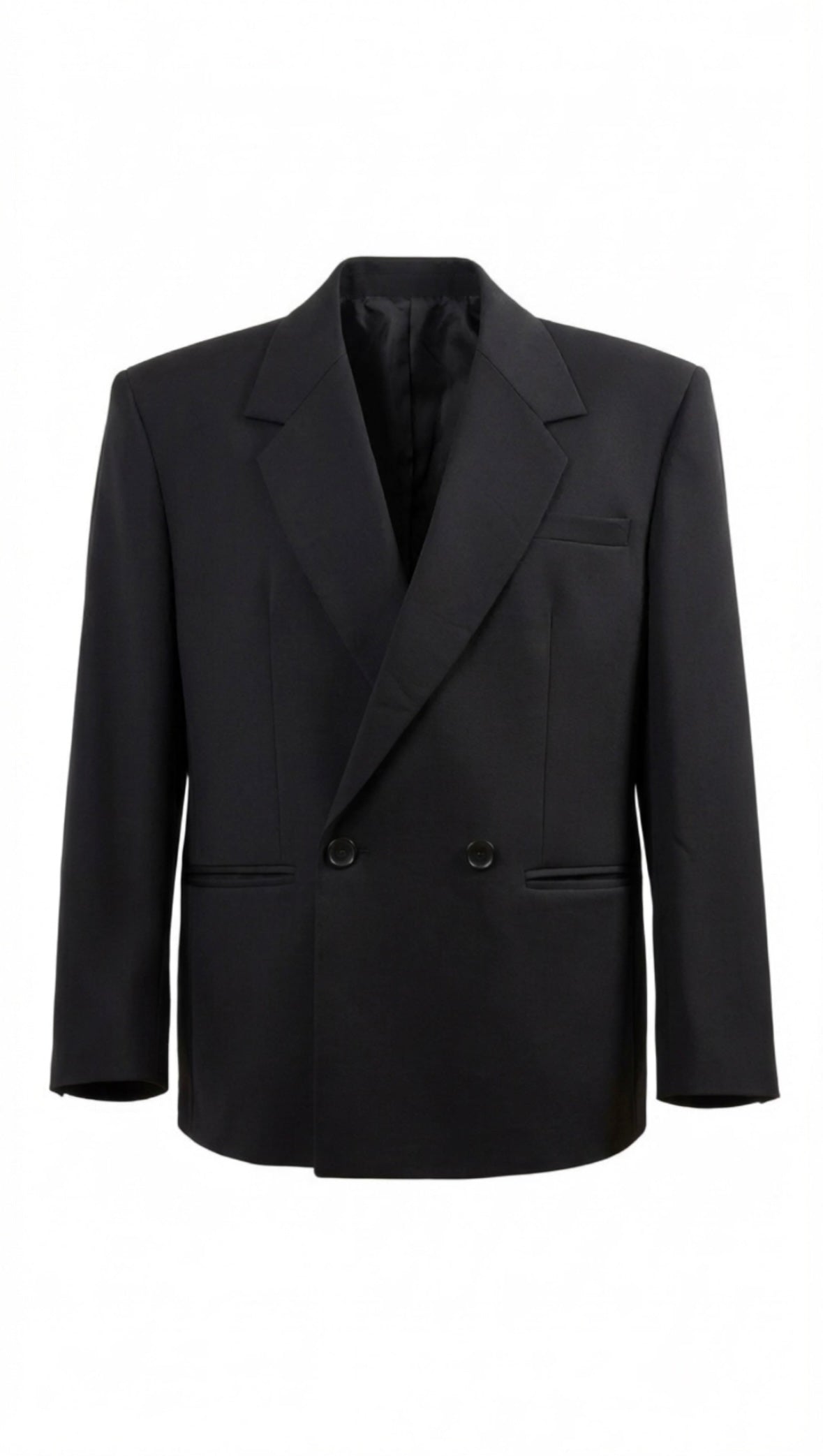 Silk Double-Breasted Jacket-Black