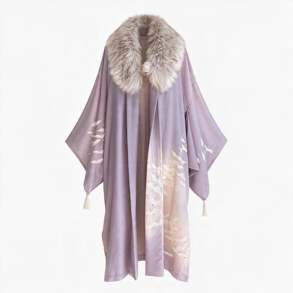 Japandi Silk Robe coat -Lavender Mist