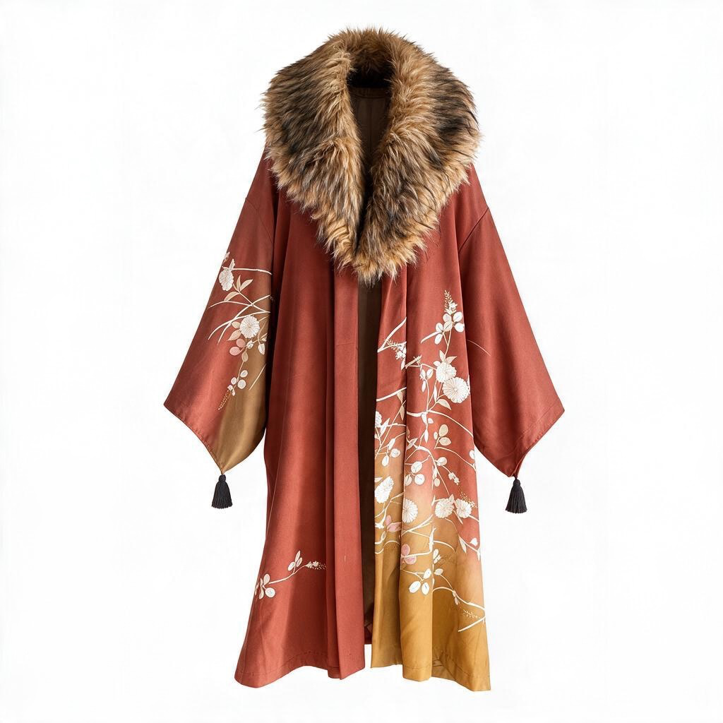 Japandi Silk Robe coat -Autumn Ember