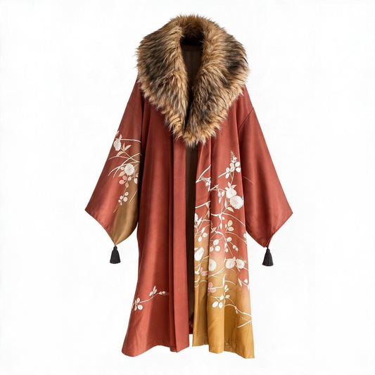 Japandi Silk Robe coat -Autumn Ember