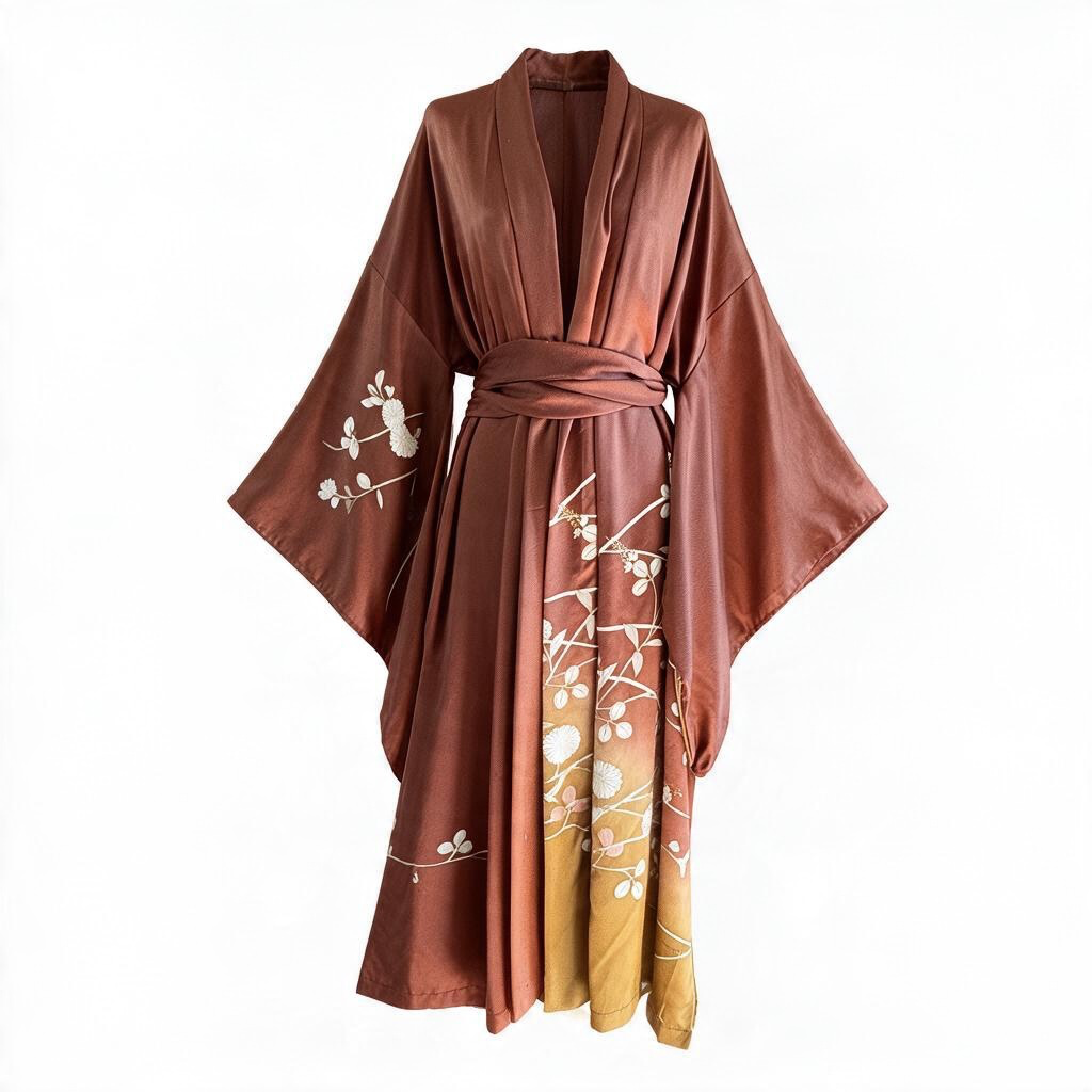 Japandi Silk Robe coat -Autumn Ember
