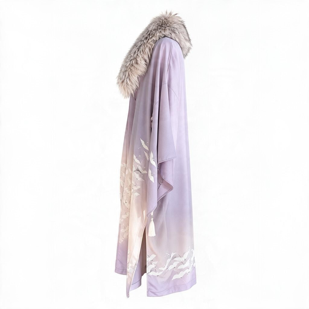 Japandi Silk Robe coat -Lavender Mist