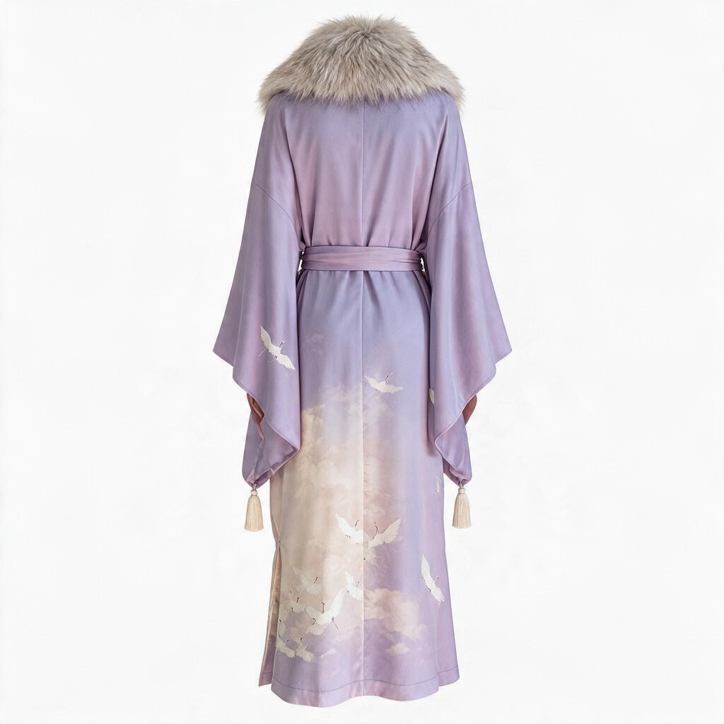 Japandi Silk Robe coat -Lavender Mist
